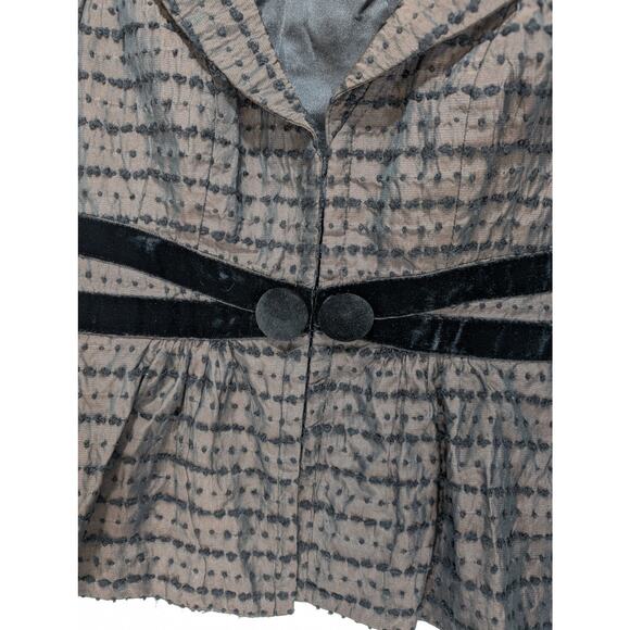 Nanette Lepore Skirt Suit Set Y2K Black Textured Dot Velvet Trim Sz 2 USA - Picture 16 of 16